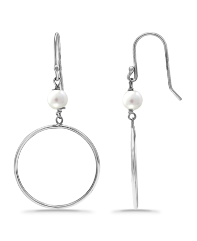 Macy's White Freshwater Pearl Drop Earring In Silver