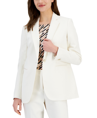 Anne Klein Women's Contour Stretch One-button Jacket In Anne White