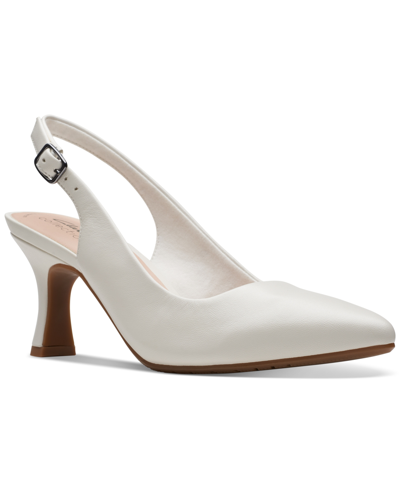 Clarks Women's Kataleyna Step Pointed-toe Slingback Pumps In White Leather