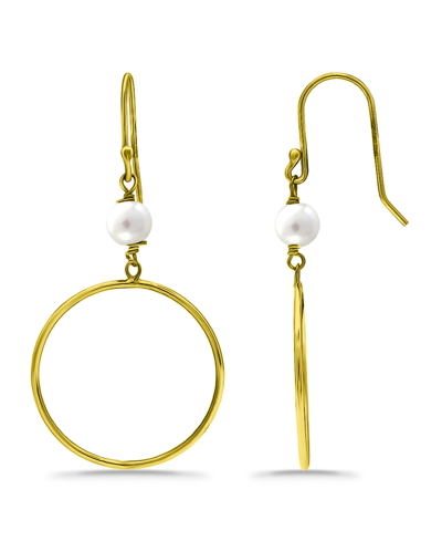 Macy's White Freshwater Pearl Drop Earring In Gold
