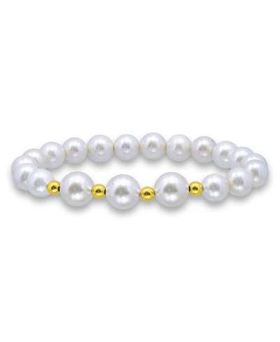 Macy's White Shell Pearl Stretch Bracelet In Gold