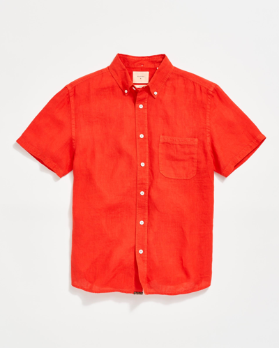 Billy Reid Short Sleeve Linen Tuscumbia Shirt Button Down In Toolbox Red