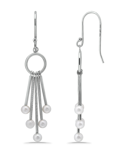 Macy's White Freshwater Pearl Drop Earring In Silver