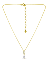 Macy's White Freshwater Pearl And Pave Cubic Zirconia Pendant Necklace In Gold