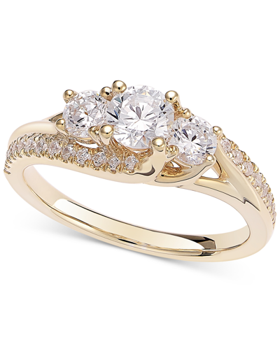 Macy's Diamond Three Stone Engagement Ring (1 Ct. T.w.) In 14k Yellow Gold