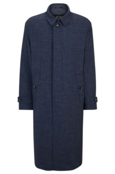 Hugo Boss Regular-fit Coat In Dark Blue