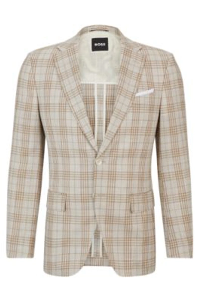 HUGO BOSS SLIM-FIT JACKET IN VIRGIN WOOL, COTTON AND LINEN