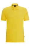 Hugo Boss Cotton Polo Shirt With Embroidered Logo In Light Yellow