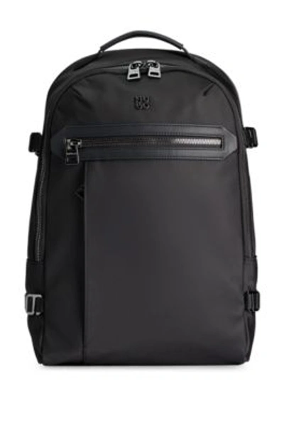 Hugo Boss Multi-pocket Backpack With Stacked Logo In Black