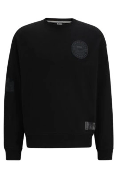 Hugo Boss Boss X Nfl Cotton-terry Sweatshirt With Special Patches In Black