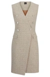 HUGO BOSS DOUBLE-BREASTED SLEEVELESS DRESS IN TWO-TONE TWEED
