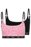 Hugo Boss Two-pack Of Stretch-cotton Bralettes With Logo Band In Pink