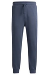 Hugo Boss Cotton-terry Tracksuit Bottoms With Logo Print In Light Blue