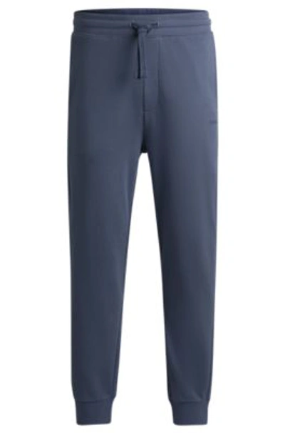 Hugo Cotton-terry Tracksuit Bottoms With Logo Print In Light Blue