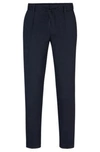 Hugo Boss Boss Perin Linen Blend Drawstring Pants In Dark Blue