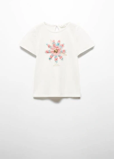 Mango Kids' T-shirt In Blanc Cassé