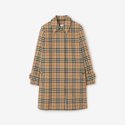 Burberry Short Check Car Coat In Archive Beige