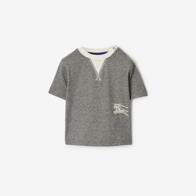 Burberry Kids'  Childrens Two-tone Cotton T-shirt In Charcoal Grey Melange