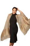 Saachi Sequin Cashmere Scarf In Taupe