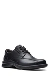 Clarks Tilden Plain Toe Leather Derby In Black Leather