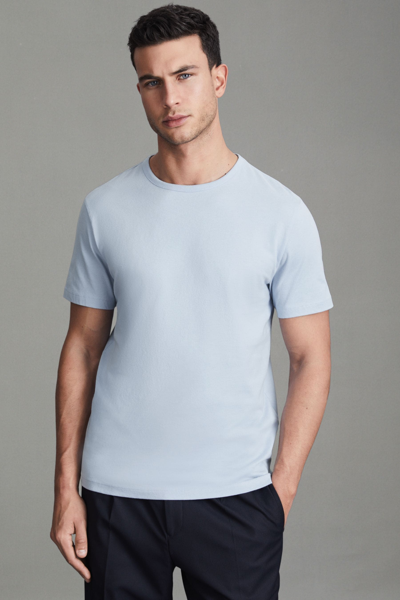 Reiss Melrose - Soft Blue Cotton Crew Neck T-shirt, Xl