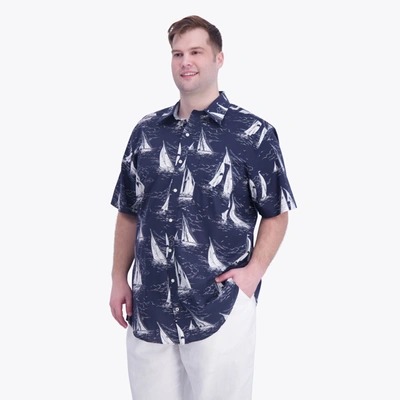 Nautica Mens Big & Tall Sustainably Crafted Printed Short-sleeve Shirt In Blue