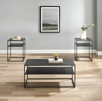 Crosley 3pc Braxton Coffee And Accent Table Set In Gray
