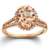 Pompeii3 3ct Morganite & Diamond Engagement Ring 14k Rose Gold Halo Split Shank In Multi