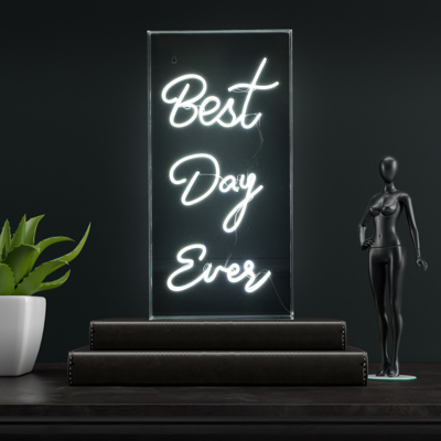 Jonathan Y Best Day Ever 11.75" X 23.63" Contemporary Glam Acrylic Box Usb Operated Led Neon Light