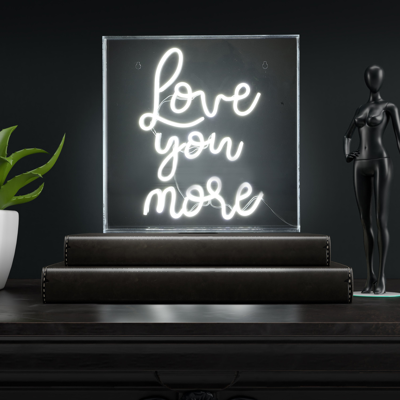Jonathan Y Love You More 15" Square Contemporary Glam Acrylic Box Usb Operated Led Neon Light In Black