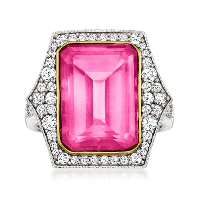 Ross-simons Pink Topaz Ring With . White Topaz In Sterling Silver And 18kt Gold Over Sterling