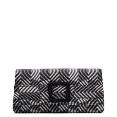 Manolo Blahnik Maygot Black And White Clutch In Brown