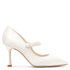 MANOLO BLAHNIK CAMPARINEW 90 IVORY SATIN PUMPS