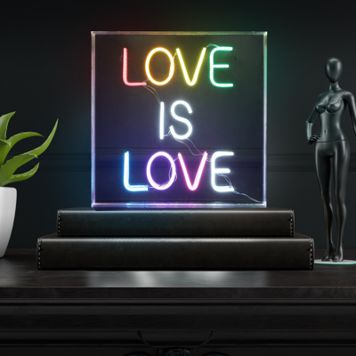 Jonathan Y Love Is Love 15" Square Contemporary Glam Acrylic Box Usb Operated Led Neon Light In Black
