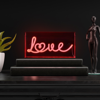 JONATHAN Y LOVE 11.88" X 5.88" CONTEMPORARY GLAM ACRYLIC BOX USB OPERATED LED NEON LIGHT