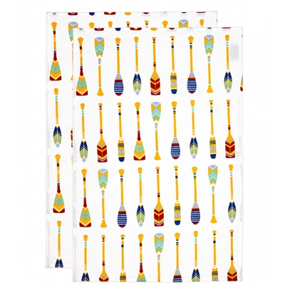 Mu Kitchen Designer Cotton Dish Towel, Set Of 2, Oars & Paddles