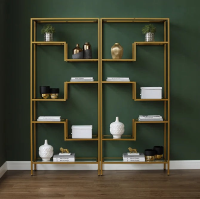 Crosley Sloane 2pc Etagere Set Gold - 2 Etageres