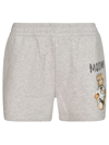 Moschino High Waist Cotton Shorts With Teddy Bear Print In 1485
