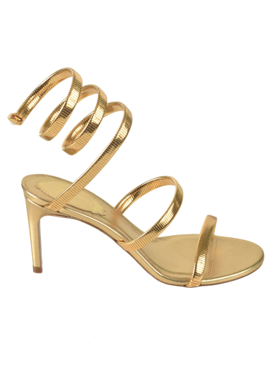 René Caovilla Metallic Twisted Strap Sandals In Gold