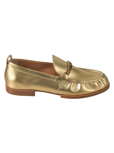 Tod's 19k T Chain Loafers In Gold