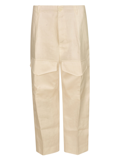 Setchu Pocket Straight Trousers In White