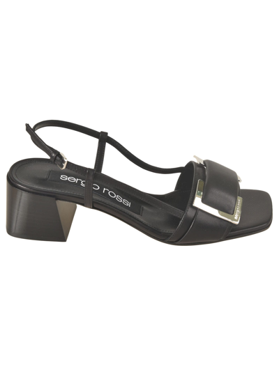 Sergio Rossi Block Heel Slingback Sandals In Black