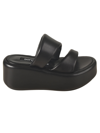 Sergio Rossi Double-strap Platform Sandals In Black