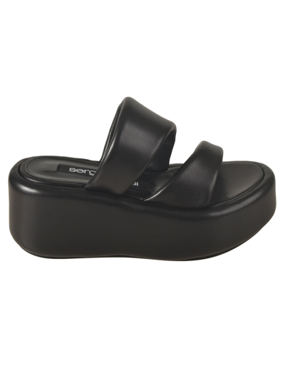 Sergio Rossi Spongy Wedge Sandals In Black