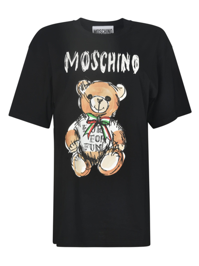 Moschino Logo Printed T-shirt In Black