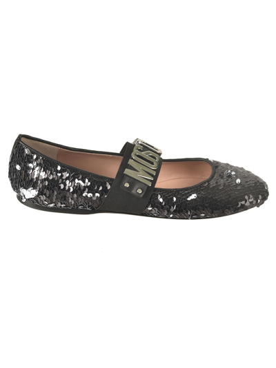 Moschino Embellished Logo Ballerinas In Fantasia