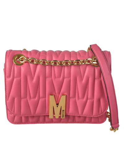 Moschino Logo Quilted Chain Shoulder Bag In 0199