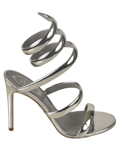 René Caovilla Cleo Mirror Pump Sandals In Silver