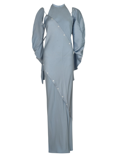 Setchu Layered Asymmetric Long Dress In Blue