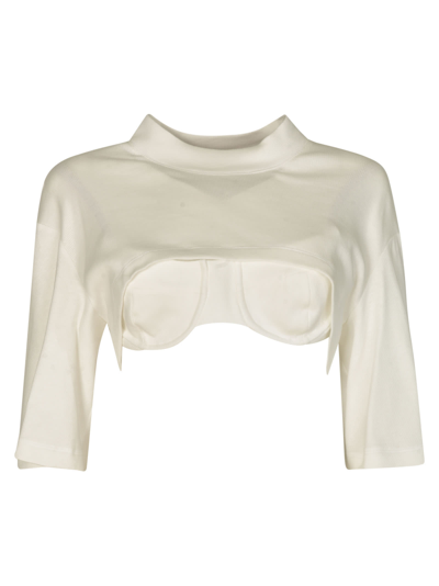 Alessandro Vigilante Cropped Knit T-shirt In White